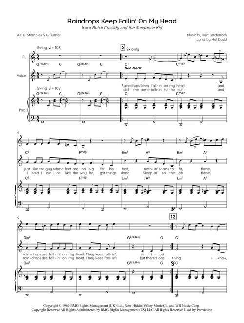 Raindrops Keep Fallin' On My Head (Arr. Debra E. Stempien, Gregory H. Turner) - BJ Thomas (Small Ensemble)