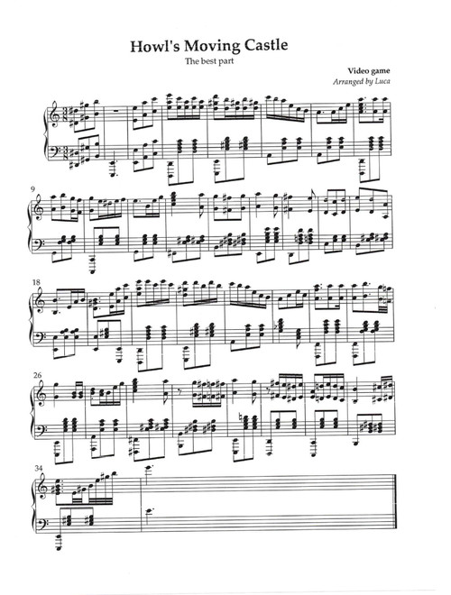 Howl's Moving Castle (Arr. Luka Ghita) - Joe Hisaishi (Piano-Vocal-Guitar (Piano Accompaniment))