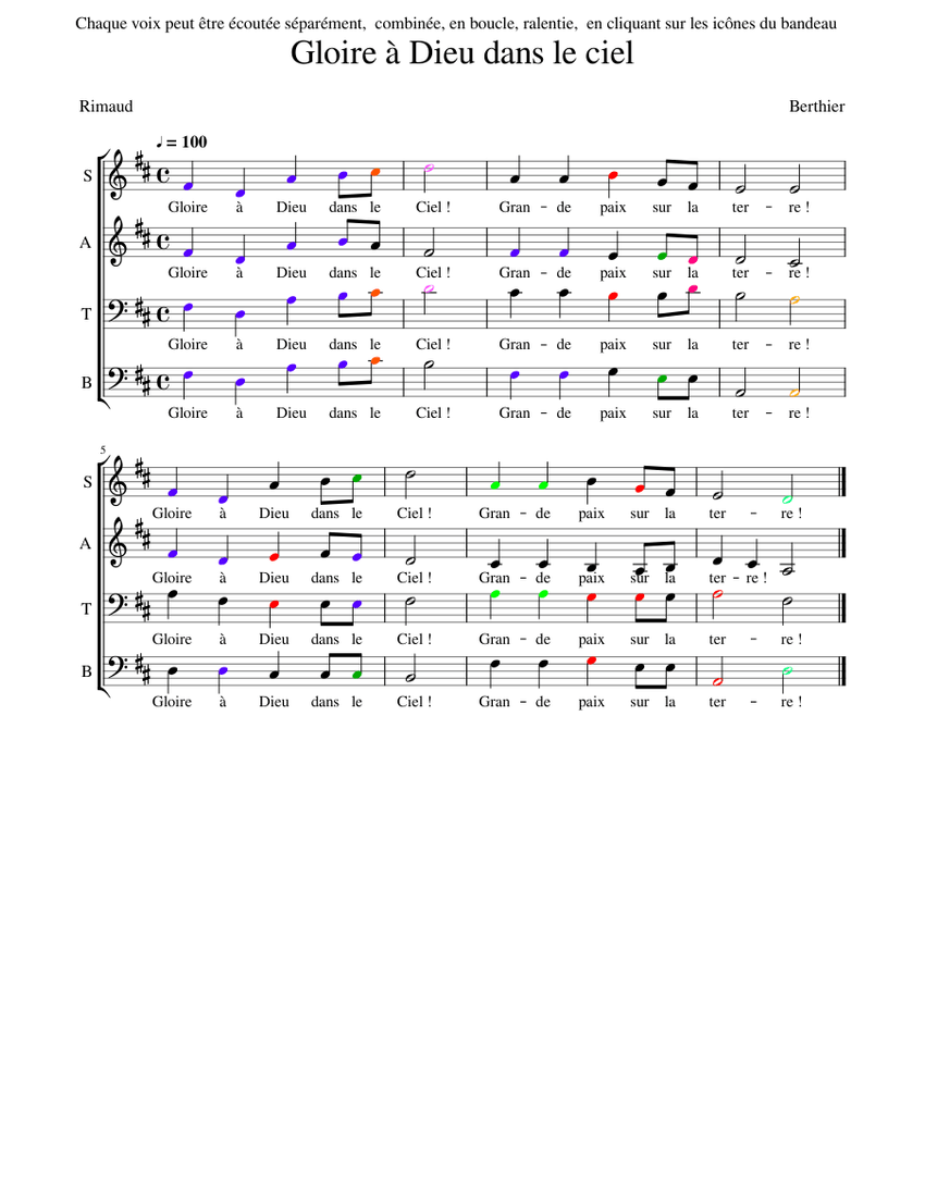Gloire à Dieu dans le ciel (Refrain) Sheet music for Organ (Mixed
