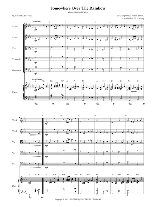 Somewhere Over The Rainbow/what A Wonderful World (Arr. Jhonatan Lucio Viana) - E Y Harburg, George Weiss, Harold Arlen (String Ensemble)