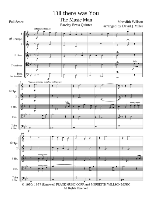 Till There Was You (Arr. David J. Miller) - The Beatles (Brass Ensemble)