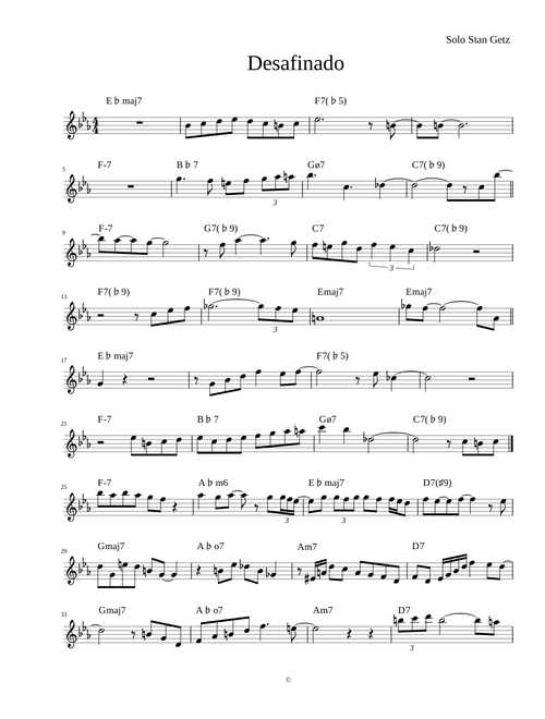 Desafinado (solo by Stan Getz)