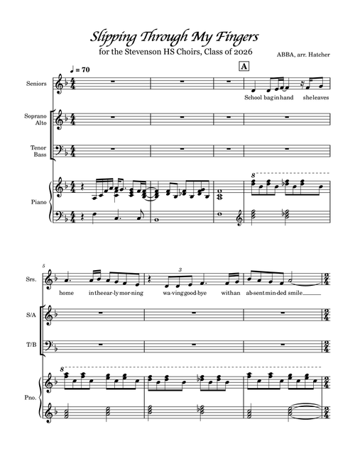 Slipping Through My Fingers (Arr. Roland Hatcher) - ABBA (Choral, SATB)