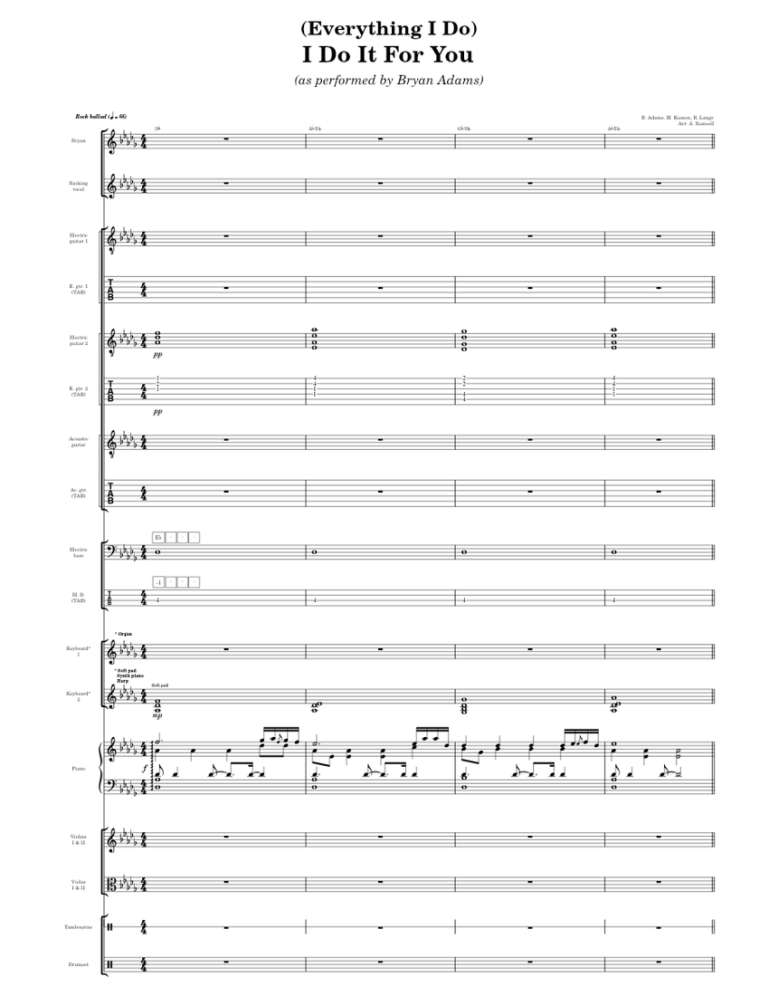 (Everything I Do) I Do It for You - Bryan Adams Sheet Music and Tab ...