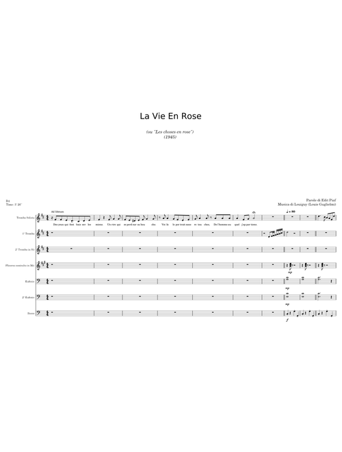 La Vie En Rose Fanfara sheet music arranged by dandoepi