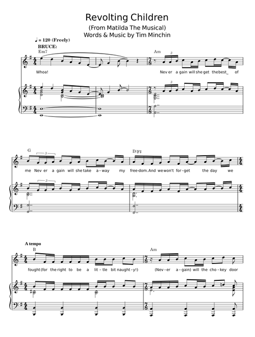 Revolting Children ('From Matilda The Musical') - Tim Minchin