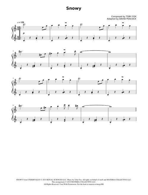 Snowy (UNDERTALE Complete Piano Sheet Music)