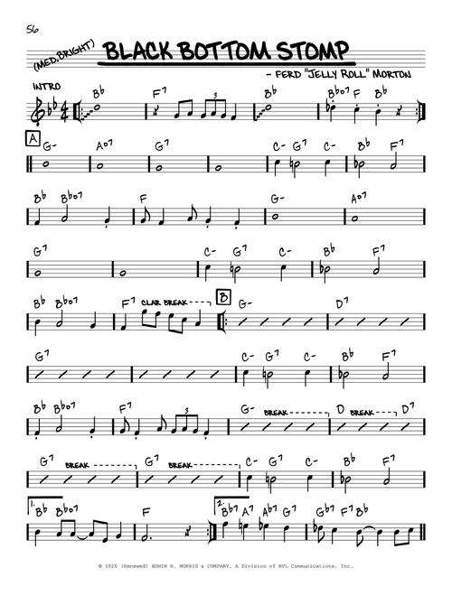 Black Bottom Stomp (arr. Robert Rawlins) - Jelly Roll Morton (Real Book - Melody-Chords-Lyrics)