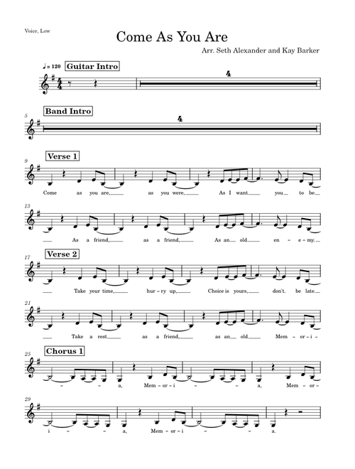 Come as you are – Nirvana - Voice, Low