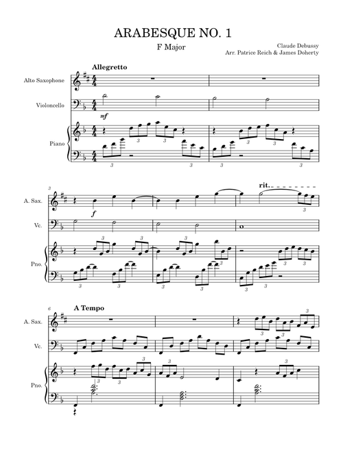 Arabesque No. 1 – Claude Debussy Arabesque No. 1 - Trio for Saxophone, Cello and Piano