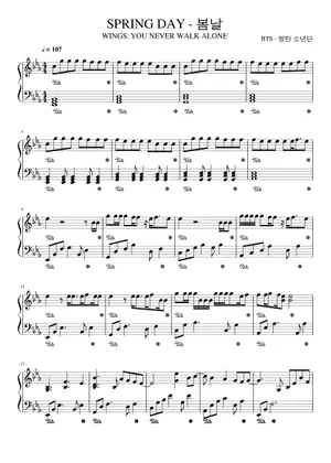 Spring Day Flute Spring day – BTS Sheet Music for Piano (Solo) | MuseScore.com