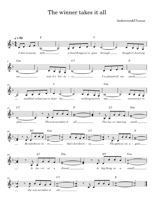 The Winner Takes It All - Benny Andersson Band