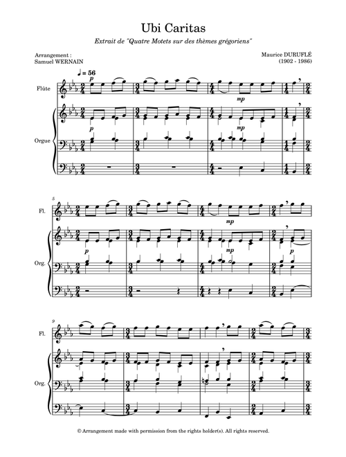 Ubi Caritas (Arr. Samuel Wernain) - Adoramus Vocal Ensemble Burrows Mark (Flute and Piano)