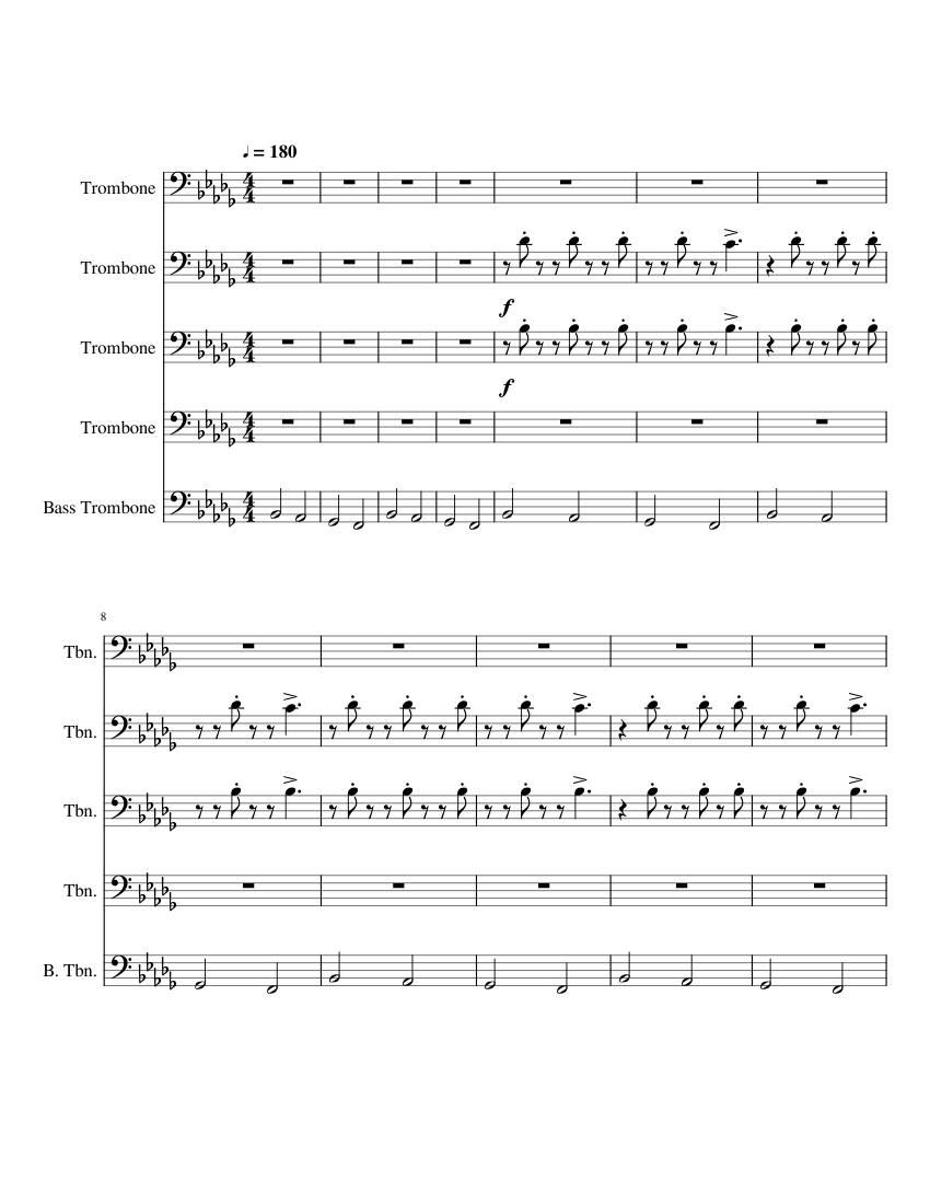 trombone minor quintet Sheet music for Trombone, Trombone bass (Mixed ...