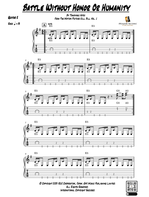 Battle Without Honor Or Humanity (Arr. MAJOR SCORE PUBLISHING TM.) - Tomoyasu Hotei (Guitar Tab)