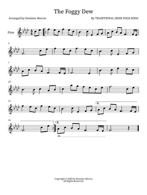 The Foggy Dew (Arr. Dominic Meccia) - Traditional Irish Folk Song (Instrumental Solo)
