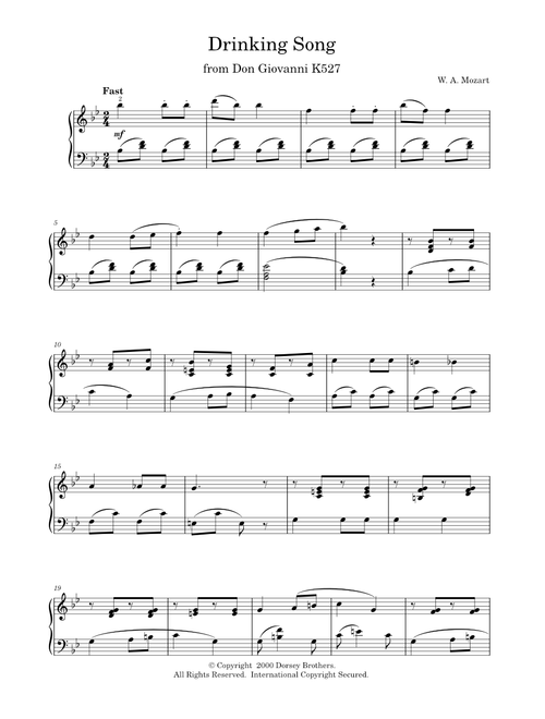 Drinking Song From Don Giovanni K527 - Richard Walters, Wolfgang Amadeus Mozart (Piano Solo)
