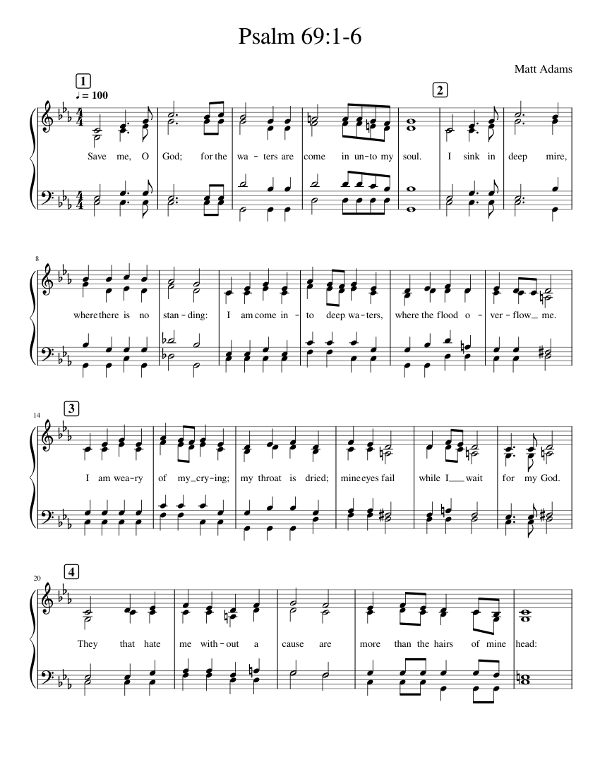 Psalm 69 1 6 Sheet Music For Piano Solo Musescore