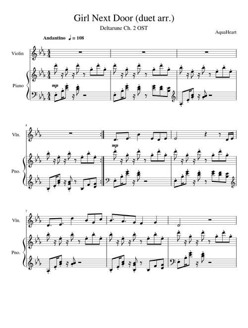 Girl Next Door – Toby Fox (duet arr.)
