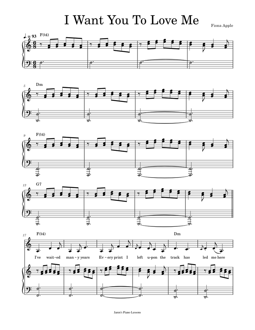 I Want You To Love Me Fiona Apple piano tutorial