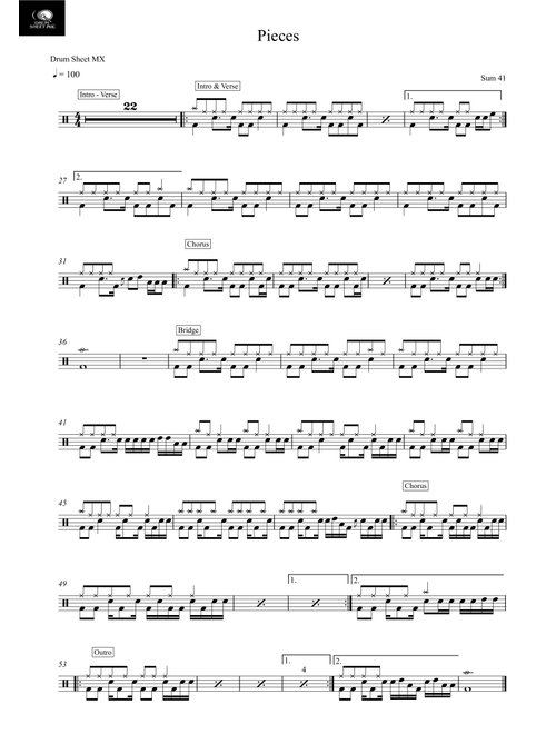 Pieces (Arr. Drum Sheet MX) - Sum 41 (Drums)