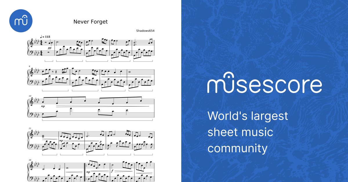 Never Forget - Kessoku Band Sheet Music for Piano (Piano Duo
