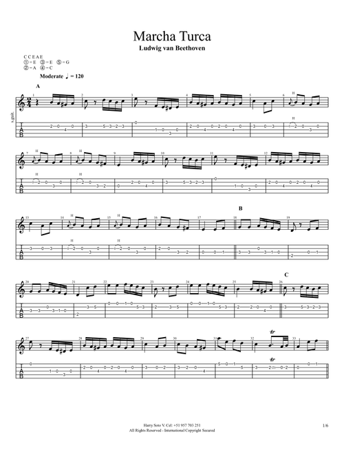 Turkish March (Arr. Harry Soto Vivanco) (Guitar Tab)