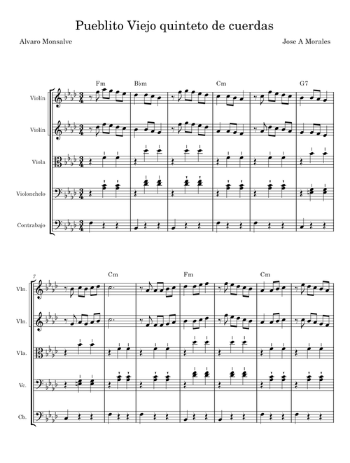 Pueblito Viejo quinteto de cuerdas - Jose A Morales