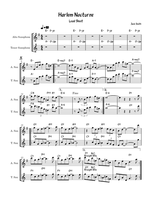 Harlem nocturne – Earle Hagen Harlem nocturne - Lead Sheet