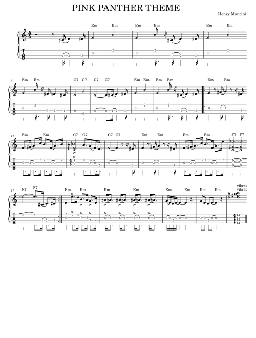 Pink Panther Theme – Henry Mancini _ukulele melody and chords