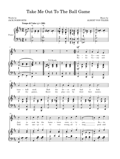 Take Me Out To The Ball Game - Albert Von Tilzer