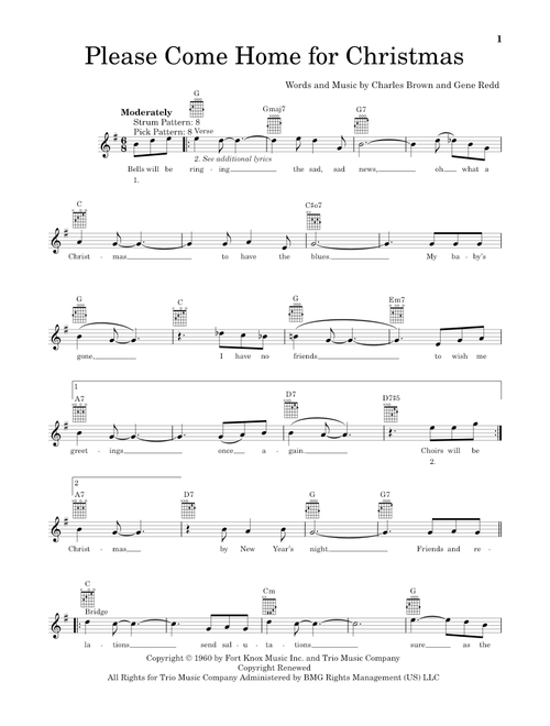 Please Come Home For Christmas - Charles Brown, Gene Redd (Easy Guitar)