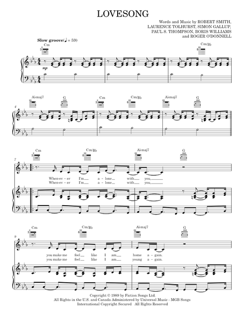 Lovesong - Adele, The Cure (Piano-Vocal-Guitar)