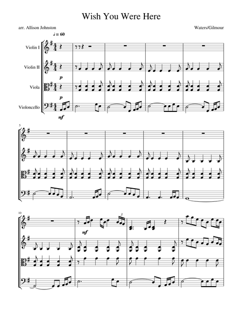 Wish You Were Here - Pink Floyd for String Quartet