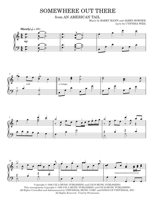Somewhere Out There - James Horner, Linda Ronstadt & James Ingram (Piano Solo)