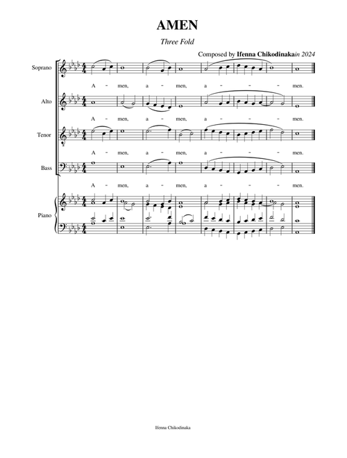 AMEN open score with accompaniment – Ifenna Chikodinaka
