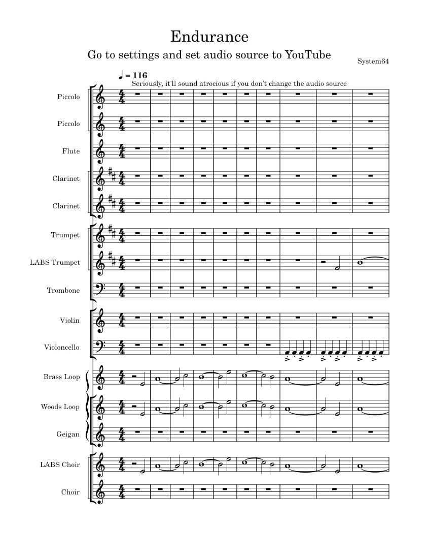 Endurance Sheet music for Trombone, Vocals, Flute piccolo, Flute & more