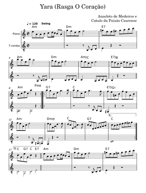 Yara (Rasga o Coração) – Anacleto de Medeiros e Catulo da Paixão Cearense