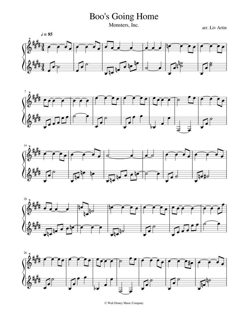 Boo's Going Home Sheet Music for Piano (Solo) easy | MuseScore.com