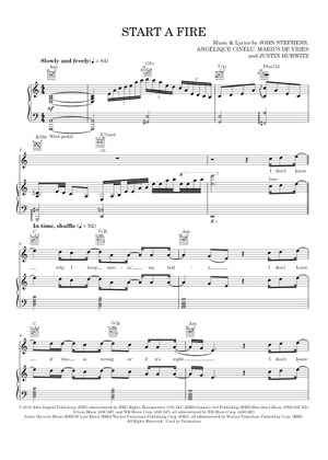Start A Fire - John Legend (Piano-Vocal-Guitar) Piano-Voice