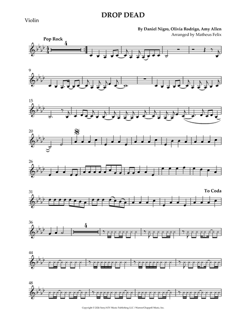 Drop Dead (Arr. Matheus Felix) - Olivia Rodrigo (Violin Solo)