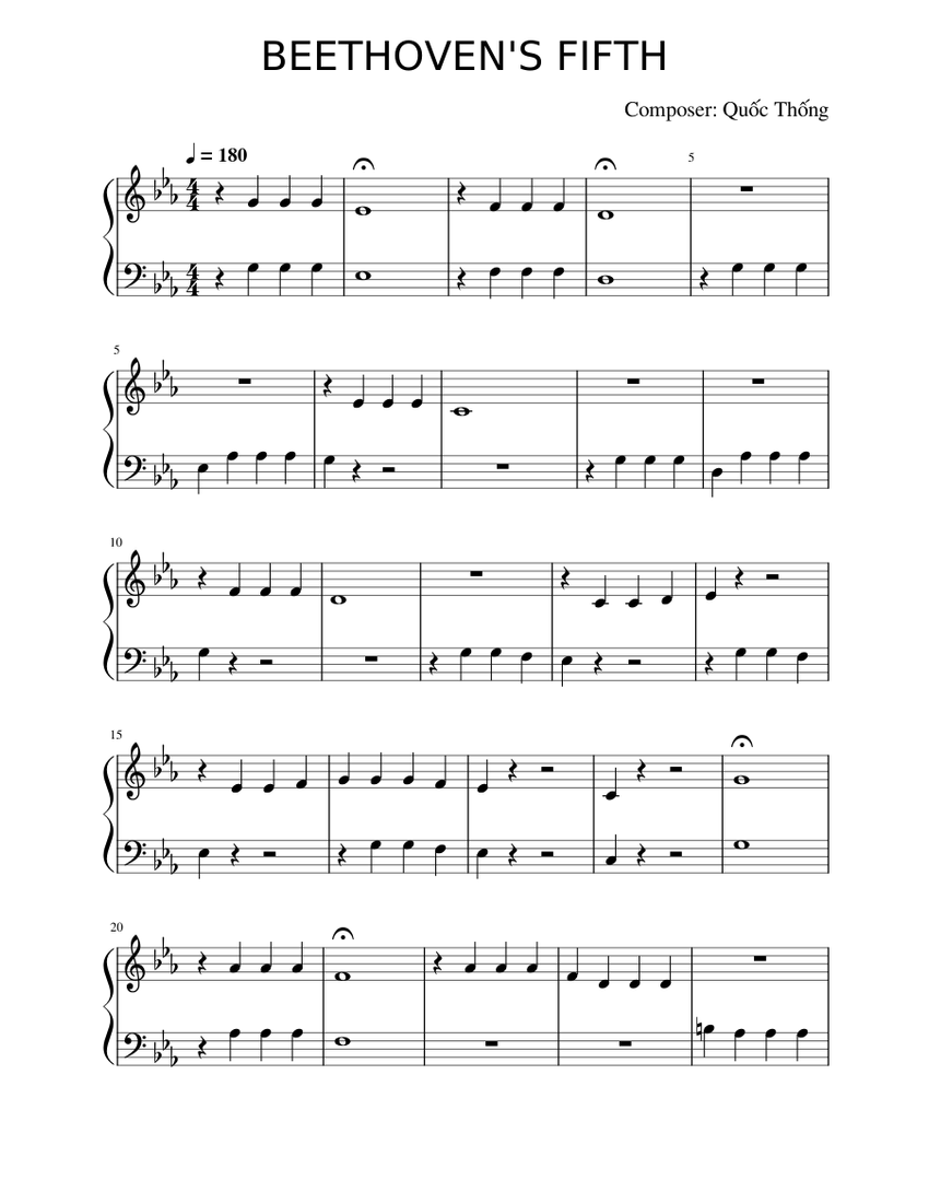 Beethoven_s_Fifth_for_easy_piano Sheet music for Piano (Solo