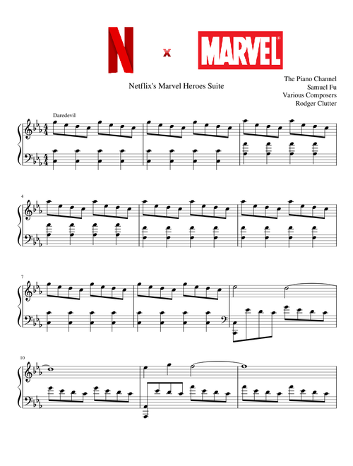 Marvel x Netflix Suite - Various Composers - Piano Solo
