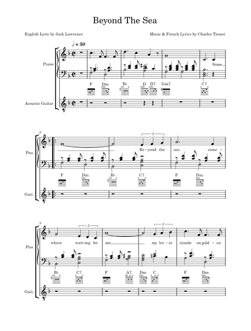 Beyond The Sea – Written & Composed by Charles Trenet. English lyric by Jack Lawrence