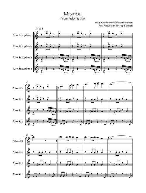 Misirlou - from Pulp Fiction (Arr. Alexander Bosrup Karlsen) - trad. (Woodwind Ensemble)