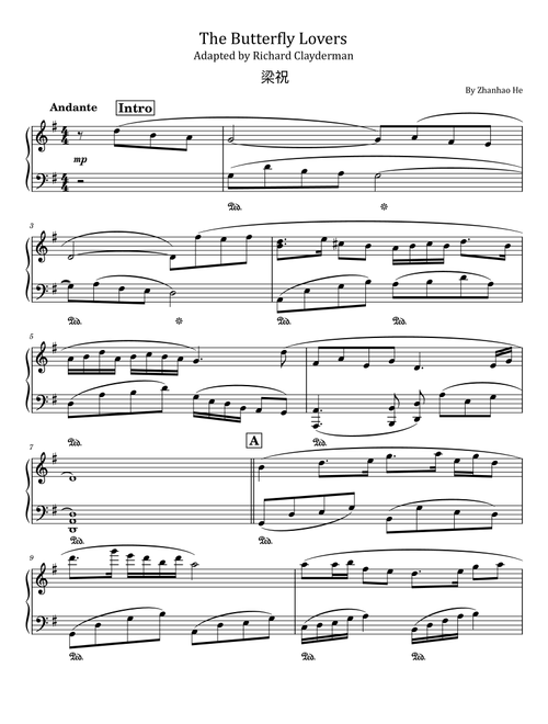The Butterfly Lovers (Arr. poon) - Zhanhao He (Piano Solo)