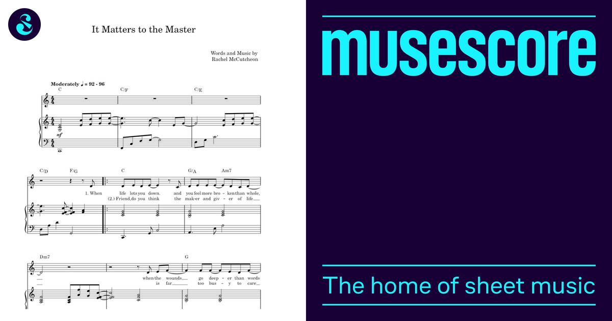 It Matters to the Master - RACHEL McCUTCHEON Sheet Music for Piano ...