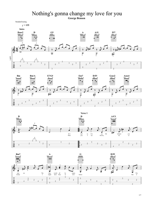 Nothing's Gonna Change My Love For You (Arr. Carolina Díez) - Glenn Medeiros (Guitar Tab)