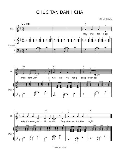 Chúc Tán Danh Cha - Piano đệm hát