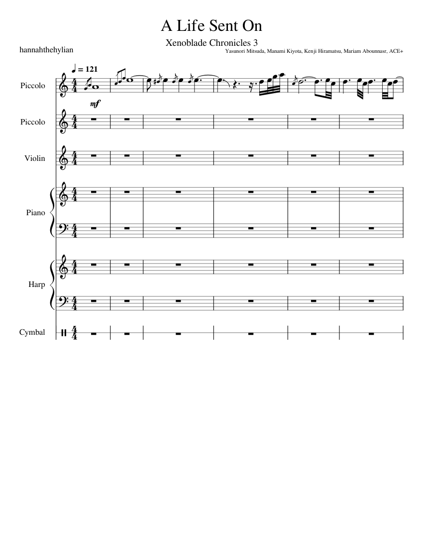 A Life Sent On Xenoblade Chronicles 3 Sheet music for Piano, Flute